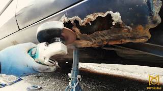 Extremely rusty car sheet metal repairing [upl. by Ymassej106]