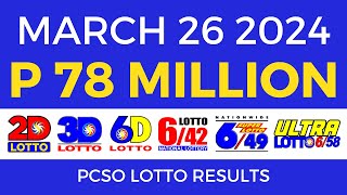 Lotto Result March 26 2024 9pm PCSO [upl. by Elwina]