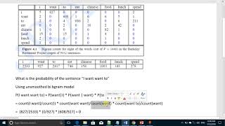 Natural language processing  n gram model  bi gram example using counts from a table [upl. by Eimmit]