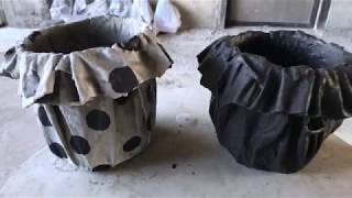 DIY Fabric Concrete Flower PlantersPots [upl. by Tarfe]