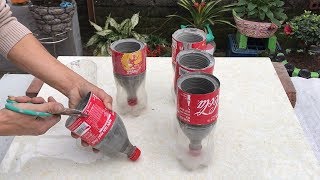 Cement Ideas And Old Plastic Bottles  How To Make Unique And Beautiful Flower Pots At Home [upl. by Radie]