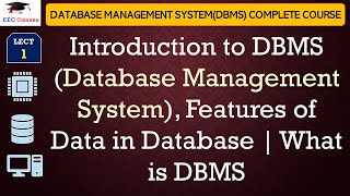 L1 Introduction to DBMS Database Management System Features of Data in Database  What is DBMS [upl. by Nadaha]