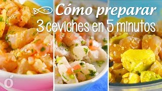 Cómo preparar 3 ceviches en 5 minutos  Ceviche rápido [upl. by Oinigih]