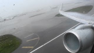 Full Throttle HD 757 Takeoff Through an Intense Miami Rainstorm [upl. by Akoek]