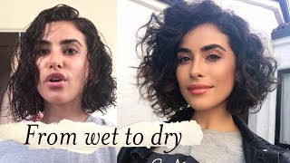 How to Style Short Curly Hair  WET TO DRY Tutorial [upl. by Michi]