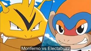 Pokemon Ash Pikachu and Monferno VS Ursaring and electabuzz [upl. by Malan844]