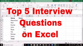 Top 5 Interview Questions on Excel  Interview Questions in Excel in tamil [upl. by Arbrab]