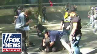 Antifa clashes with Patriot Prayer group in Portland Oregon [upl. by Aivart]