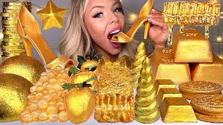 ASMR EDIBLE GOLD BARS 24 KARAT GOLD HONEYCOMB EDIBLE STILETTO UNICORN HORN JELLY MUKBANG 먹방 [upl. by Mannie997]