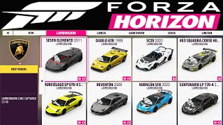 FORZA HORIZON 5  ALL CARS LIST 2024  ALL DLC 4K [upl. by Lemmie624]