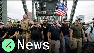 RightWing Groups AntiFascist Protesters Swarm Downtown Portland [upl. by Zanze]