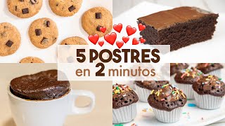 5 POSTRES en MICROONDAS 🍫🍪  en 2 minutos [upl. by Nnasor507]