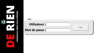 comment créer un mot de passe et utilisateurs avec excel vba  Tutoriel Excel  DE RIEN [upl. by Crin]