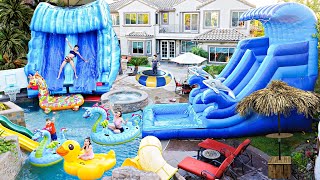 We BUILT A GIANT WATERPARK In Our BACKYARD Crazy Fun [upl. by Aieki]