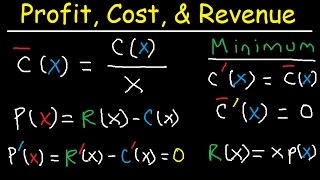 Marginal Revenue Average Cost Profit Price amp Demand Function  Calculus [upl. by Berton906]