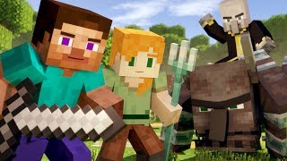 VILLAGE RAID  Alex and Steve Life Minecraft Animation [upl. by Neehcas]