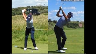 Justin Thomas golf swing  Long Iron faceon amp downtheline July 2017 [upl. by Nocaed]