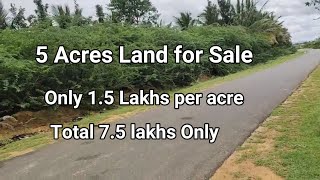 5 Acers land For sale  15 lakhs per Acer  75 lakhs  low price land for sale  land for sale [upl. by Yanahc380]