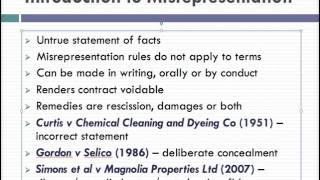 Misrepresentation Lecture 1 of 4 [upl. by Bergquist]