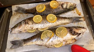 Baked Whole Branzino Fish Recipe  Oven Roasted Branzino With Lemon  Easy Simple Delicious [upl. by Ehcar939]