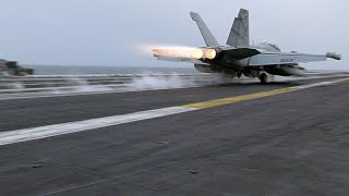 Aircraft Carrier • Flight Operations at Sea Takeoff and Landing • US Navy Ship [upl. by Nnauol925]