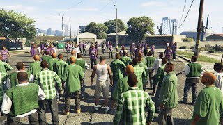 The Biggest Gang War in GTA 5 History 100 Grove vs 100 Ballas [upl. by Nednal]