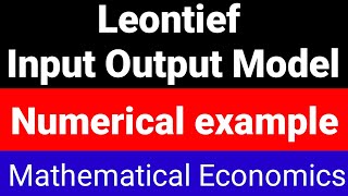 LEONTIEF INPUT OUTPUT MODEL  MATHEMATICAL ECONOMICS [upl. by Oznecniv]