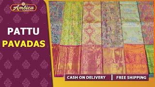 💙Kanchi Pattu Pavadas Lehengas Collection  Pattu Sarees  Wholesale  wwwambicaweddingmallcom [upl. by Brittaney]