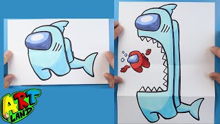 How to Draw an AMONG US SHARK SURPRISE FOLD [upl. by Kaia]