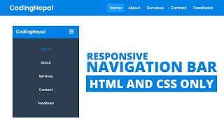 How to Create Responsive Navigation Bar using HTML and CSS [upl. by Supat]