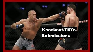 Georges StPierre UFC Finishes  KnockoutsTKOsSubmissions  Highlights As of August 2020 [upl. by Yentruok]