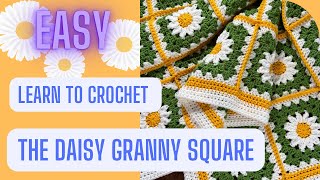 Daisy Granny Square  EASY Beginner Crochet Tutorial  Part 1 [upl. by Rebm]