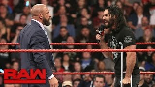 Seth Rollins signs Triple Hs Hold Harmless Agreement Raw March 27 2017 [upl. by Michelle]