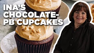 Ina Gartens Chocolate Cupcakes with Peanut Butter Icing  Barefoot Contessa  Food Network [upl. by Anirdnajela28]