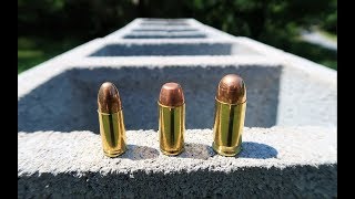 9mm vs 40 Cal vs 45 ACP  Cinder Block Test [upl. by Nayllij]