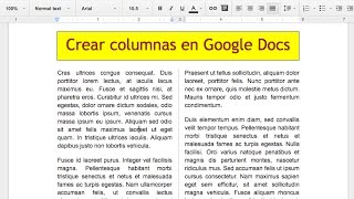 Crear columnas en Google Docs tutorial [upl. by Jobyna]