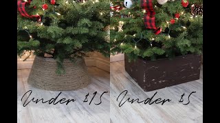 DOLLAR TREE RUSTIC CHRISTMAS TREE STAND COLLAR  FAUX WOOD BOX CHRISTMAS TREE STAND COVER [upl. by Coney]