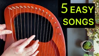 5 EASY LYRE Songs in 5 Minutes  BEGINNER Lyre Harp Tutorial [upl. by Apostles]