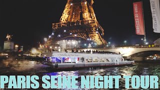 Paris Seine River Night Boat Tour 4K [upl. by Clein365]