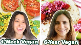 What A Beginner Intermediate And Experienced Vegan Eat In A Day [upl. by Adiell]