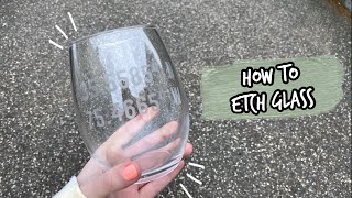 DIY ETCHED WINE GLASS  How To Etch Glass Using Cricut amp Armour Etch \\ SUPER EASY [upl. by Beeson]