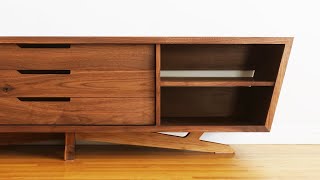 How To Build Mid Century Modern TV Stand Credenza Media Console  Woodworking [upl. by Maisey807]