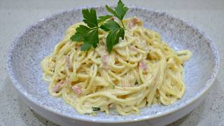 Easy Cheesy Creamy Spaghetti Carbonara NonTraditional [upl. by Newby]