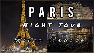 PARIS AT NIGHTSEINE RIVER CRUISE BEAUTIFUL BOAT JOURNEY [upl. by Tilney]