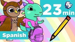 Back to School Beginner Spanish Compilation  BASHO amp FRIENDS Learning Songs  23 Minutes [upl. by Oika36]