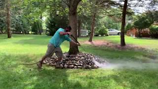 Creating a beautiful River Stone Circle around tree How to enhance trees look on back yard [upl. by Vasiliu]