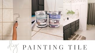 How to Paint Floor Tile  DIY Bathroom Transformation [upl. by Alexio319]