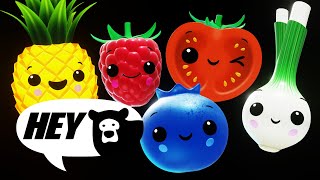 Hey Bear Sensory  Fruit Salad Dance Party  Counting 1 to 10  Fun animation with music [upl. by Vivienne]