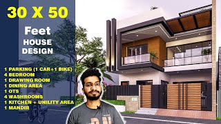 3050 house plan 165 Gaj  4BHK  CENTRAL COURTYARDOTS 30 50 house design duplex DV Studio [upl. by Kreager]