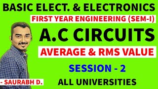 BASIC ELECTRICAL amp ELECTRONICS  AC CIRCUIT  BEE  S2  FIRST YEAR ENGINEERING  SEM1 AVG amp RMS [upl. by Ahtoelc]